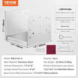203.2x203.2mm Post Base, 4Pcs Stainless Steel Post Anchor Bracket, V952-BBLZDZBXG4PCX3EMMV0