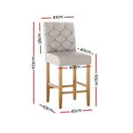 Artiss 2x Bar Stools Linen Upholstered Chairs UPHO-C-BAR-6066-BGAX2