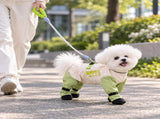 Size S Dog Raincoat and Leash Set - Four-Leg Waterproof Dog Suit with Paw Covers, Open Back Design, V888-ELOSUNG57180-1