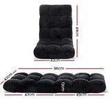 Artiss Floor Lounge Sofa Bed Flannel Fabric Black FLOOR-SBL-M193-S-BK