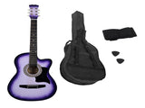 Karrera 38in Cutaway Acoustic Guitar with Carry Bag - Purple Burst CC38-SPU
