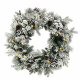 Christabelle 61cm Snowy Christmas Wreath with LED Lights Dorchester Pine Cones Front Door Decor 112_NATSD61