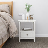 2-tier Bedside Table with Storage Drawer 2 PC Rustic White V264-TAB-710C-WHE-2PC-1