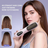 Pink 4D Straight Hair Comb and Negative Ionic Styler with Dual MCH Ceramic Fast Heating, Anti-Scald V888-ELOSUNG55162-1