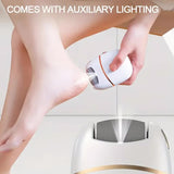 Rechargeable electric foot exfoliator with 6 replaceable heads for removing dead skin and polishing. V1105-YAZB-001