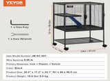 34" Metal Small Animal Cage 2-Tier Rolling Ferret Cage with Tray A Ramp V952-JSXDLJS24173EGCSNV0
