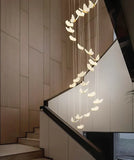 BAMDECOR LT05 19 Nordic Butterfly Luxury Chandeliers Pendant Lights for Villa Stair Home Decoration V255-BAM-LT05-19H-GOLD
