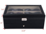 Leather 12 Piece Eyeglasses Storage and Sunglass Glasses Display Drawer Lockable Case V1366-AZ2-W-03461