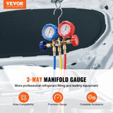 VEVOR AC Gauge Set - 3 Way AC Manifold Gauge Set for R134A R22 R12 R502 Refrigerant, Freon Gauges V952-STLLMBZZLJ4EHROEOV0