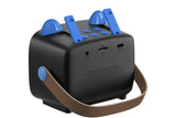 Mini Karaoke Machine Toys Gifts Portable MP3 Player with 2 Wireless Microphone - Blue V1263-JX-6300-1