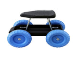 Gardeon Garden Cart Seat with Wheels, Rolling Work Stool with Tool Storage Tray, 440lbs GCT-SEAT-200KG-BL
