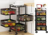 CARLA HOME Metal 5-Tier Rolling Vegetable and Fruit Basket Cart Stand for Kitchen & Storage V178-36270