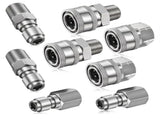 8PCS NPT 3/8 Inch Stainless Steel Male Female Quick Connector Kit Pressure Washer Adapters V1369-AZ3-W-12968