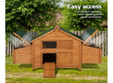 i.Pet Chicken Coop Rabbit Hutch 150cm x 68cm x 96cm Large Chicken Coop House Run Cage Wooden PET-CH-IDCNESTIE-BR