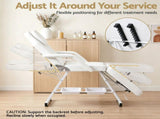 Zenses Beauty Bed with Stool, White, Adjustable Facial Massage Table, Tattoo Chair, Salon Services MT-CHR-F3-WH-80