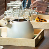 Stainless Steel Tea Kettle With Wooden Handle, 3L Induction Whistling Kettle, Retro Teapot Kettle, V1188-MS-227-2349