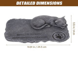 Grey Resin Cat Memorial Stone for Outdoor Garden Decoration and Pet Tribute Marker V1370-AZ4-14253