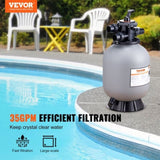 Sand Filter, 16-inch, 406.4mm, Up to 35 GPM Flow Rate, Above Inground Swimming Pool Sand Filter V952-SLQYC1635GPM7QADPV0
