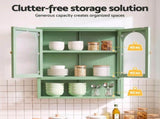 Artiss Buffet Cabinet Sideboards X2 Wall Mounted Fluted Display Storage Green AI-SID-WM60-GNX2