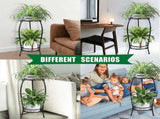 Plant Stand Indoor Outdoor 2 Tier 25inch Tall Metal Potted Holder Flower Pot Stand Heavy Duty Plant V1192-AZ-W-22069