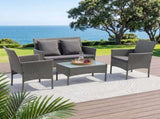 Gardeon 4-Piece Outdoor Sofa Set Rattan Furniture with Two Pillows Grey ODF-C-PATIO-17007-DR