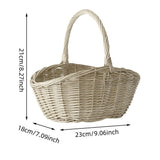 Natural Wicker Basket with Handle, Portable Rattan Storage Basket for Picnic, Fruit & Vegetable V1366-AZ2-W-16767