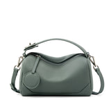Green Women Genuine First Layer Cowhide Boston Bag Fashionable Handheld Crossbody Shoulder Bag with V888-ELOSUNG43333