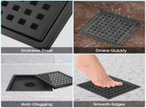 Square Floor Shower Drain, Lattice Square Perforated Pattern Easy Cleaning Removable Grate, V1369-AZ3-W-05758