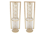 2pcs Wall Candle Holder Vintage Hollowed Candle Holder Metal Wall Art with Glass Cover for Home V1294-YM0901-3115250079011