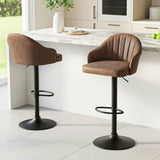 Artiss 2x Bar Stools Kitchen Swivel Gas Lift Counter Chair Shell Leather Brown BA-K-256-BRX2