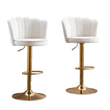 SERENIT Swivel Bar Stools Bar Height Set of 2 Adjustable Upholstered Counter Barstool Velvet Bar V255-SP2311-WHITE