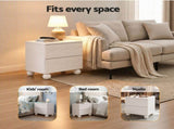 Artiss Bedside Table Nightstand 2 Drawers Storage Side Cabinet Beige FUR-AE-BS-WAVE-BG