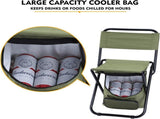 Portable Folding Camping Chair with Insulated Cooler Bag, HeavyDuty Steel Frame Fishing Chair with V1188-MS-901-005