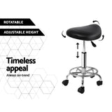 Artiss 2x Salon Stool Saddle Swivel Chair Black SALON-B-ERG-BKX2