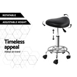 Artiss Salon Stool Saddle Swivel Chair Black SALON-B-ERG-BK