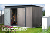 Giantz Garden Shed 2.31x1.31M Sheds Outdoor Storage Tool Metal Workshop Shelter Double Door SHED-FLAT-4X8-BR-ABC
