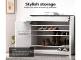 Artiss Shoe Rack Cabinet 30 Pairs White Eve FURNI-L-GS-SHOE01-WHBK-AB