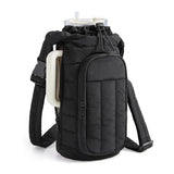 Black Nylon Quilted Insulated Water Bottle Bag for 18-64oz Flask - Lightweight Sports & Travel V888-ELOSUNG45039