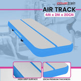 Powertrain Airtrack 20cm Thick 4m x 2m Inflatable Gymnastics Tumbling Mat Air Track - Blue IFM-0402-GYBU