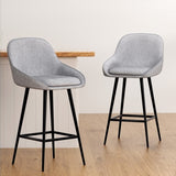 Artiss 2x Bar Stools Upholstered Stool Counter Seat Kitchen Dining Chairs BA-TW-8089-GYX2