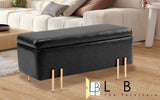 Storage Ottoman Stool Bench Seat 97cm PU Leather BLACK V274-FT-GQ104-BK