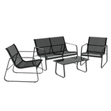 Gardeon Outdoor Sofa Set Lounge Setting Textilene Table and Chairs Garden Patio Furniture ODF-4PC-SOFA-TXL-J-BK