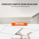VEVOR Ceiling Tiles 12-Pack 24 x 24 in PVC Foam Fire-Rated Smooth White V952-THBZPVCFPB12YYQ3WV0