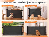 Keezi Retractable Gate Baby Gate Pet Safety Fence Extends up to 140cm Black SG-140X86-BK