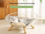 Luxury Transparent Cat Bed with Wooden Legs - Stylish Pet Nest V888-ELOSUNG18309