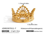 6-Piece Vintage Gold-Plated Stainless Steel Ring Set for Women - Waterproof Hypoallergenic Stackable V888-ELOSUNG52379