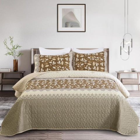 Sophisticated Quilted Bedspread and Pillowcases Set: Exquisite Design and Comfort - Queen size V745-MAC090459Q13U