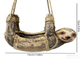 Sloth Resin Bird Feeder Whimsical Garden Ornament with Metal Mesh Tray Outdoor Hanging for V1366-AZ2-W-14802