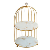 Gold and White Elegant 2-Tier Gold Birdcage Cosmetic Organizer - Wrought Iron Countertop Storage V888-ELOSUNG27985