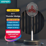 ESPER V-1 Thunder Wedge 5U Ultra-Light Badminton Racket, 30T Graphene Carbon Fiber, 6.8mm Slim V1232-YMQPV1002